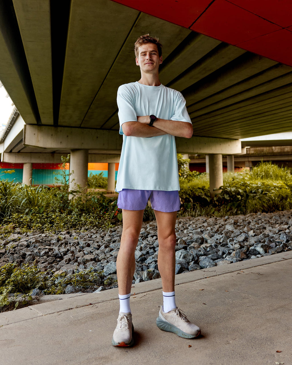 Push Boundaries FLXCotton Oversized Tee - Light Cyan-White