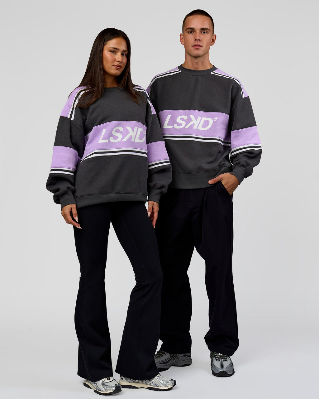 A-Team Sweater Oversize - Dark Storm-Pale Lilac