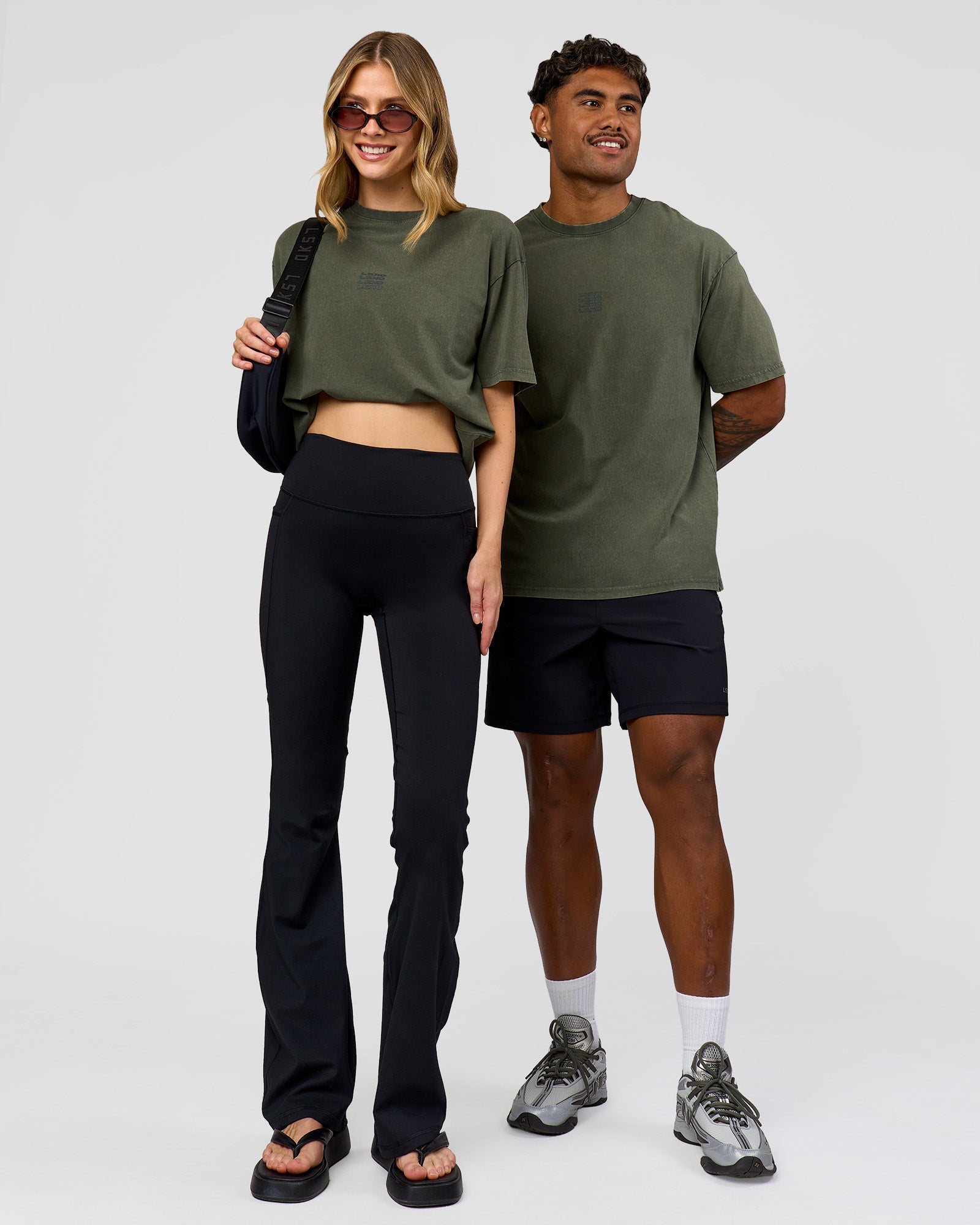 Everyday Elevation FLXCotton Oversized Tee - Carbon Green Washed -White