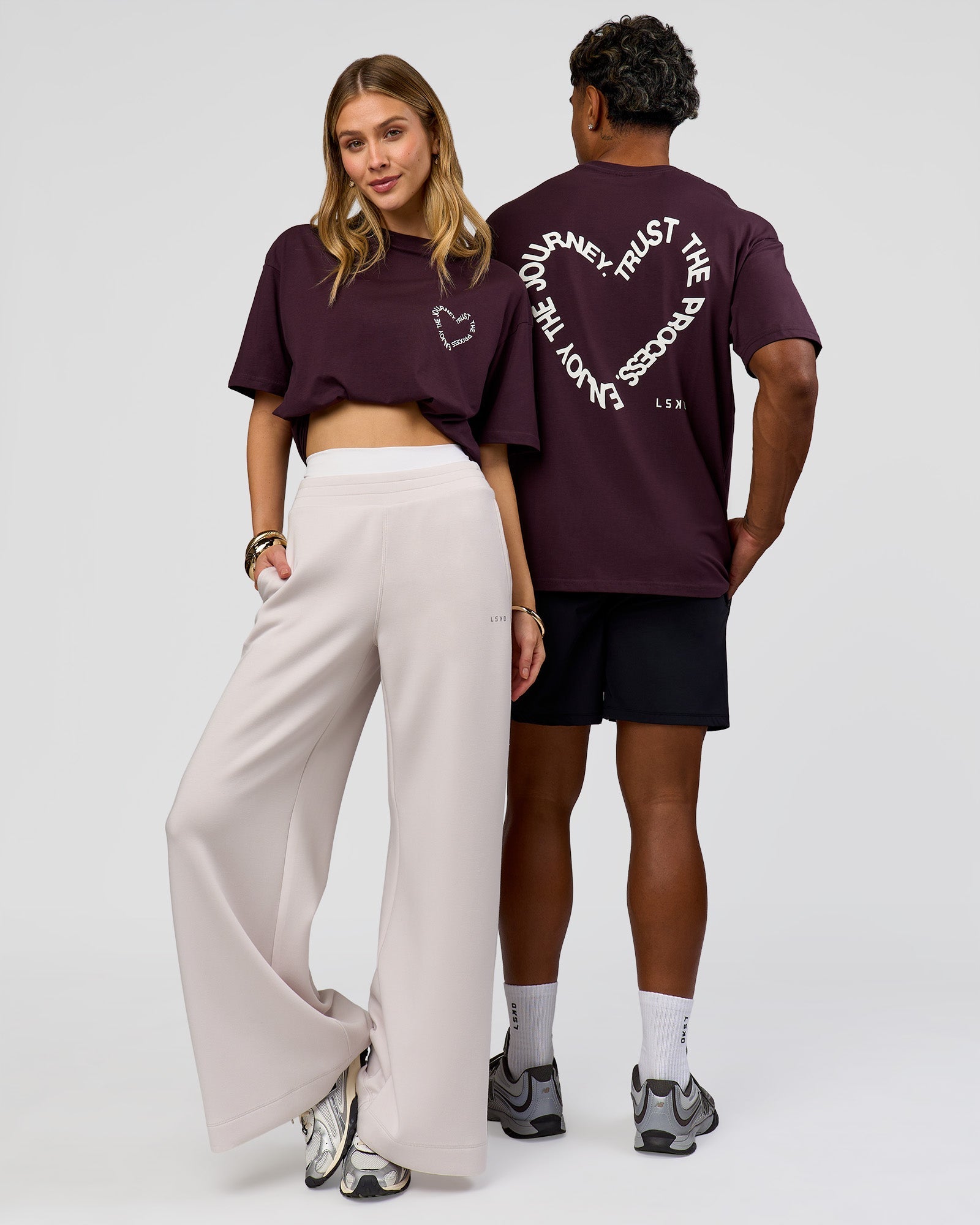 Love The Process FLXCotton Oversize Tee - Midnight Plum-White