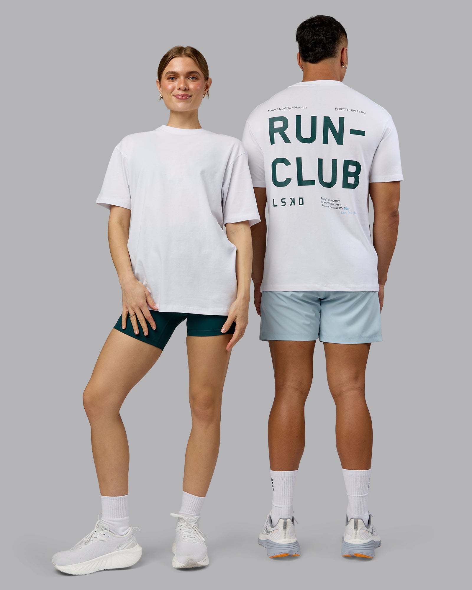 Love The Run FLXCotton Tee Oversize - White-Dark Moss