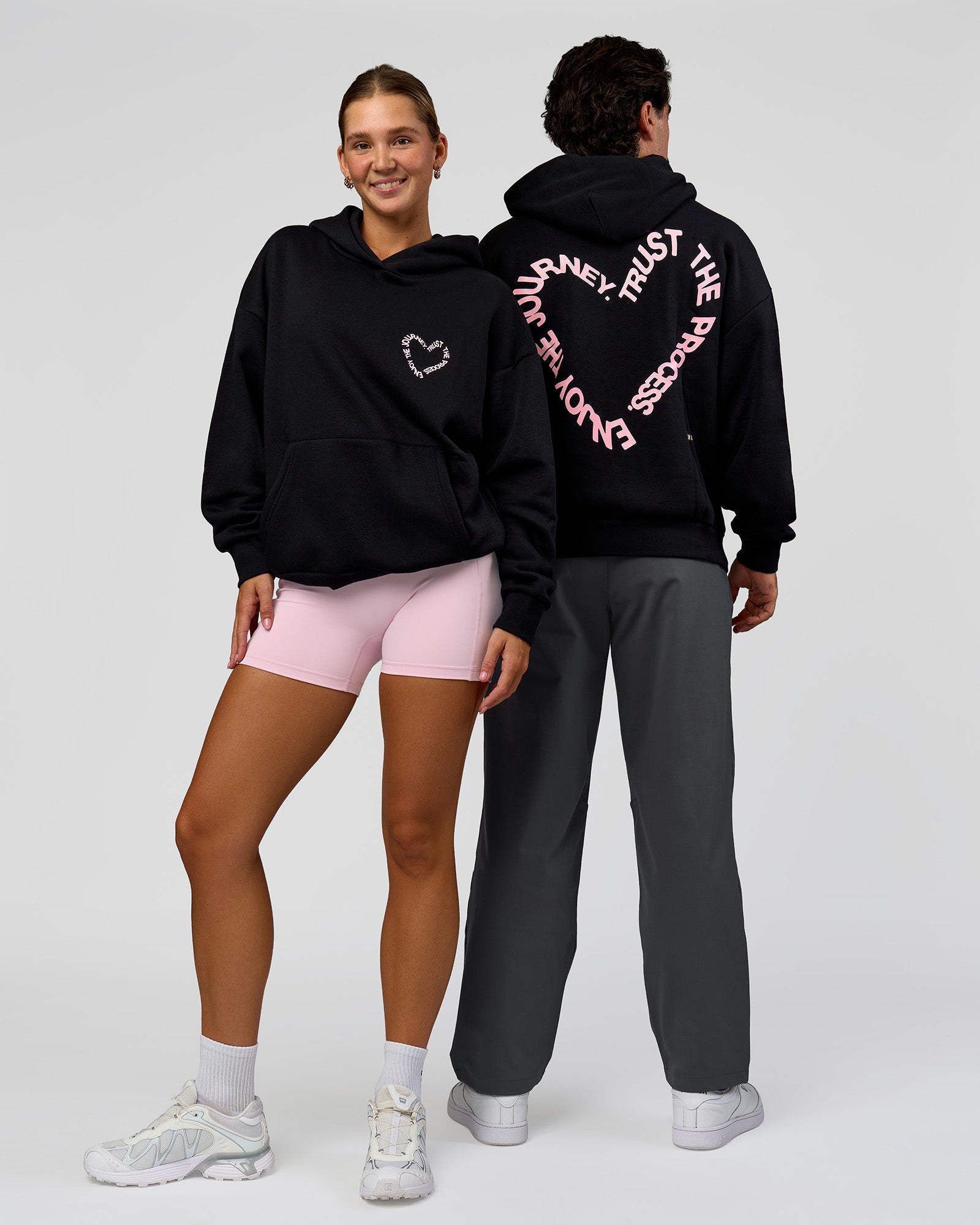 Unisex Love The Process Oversize Hoodie - Black-Marshmallow