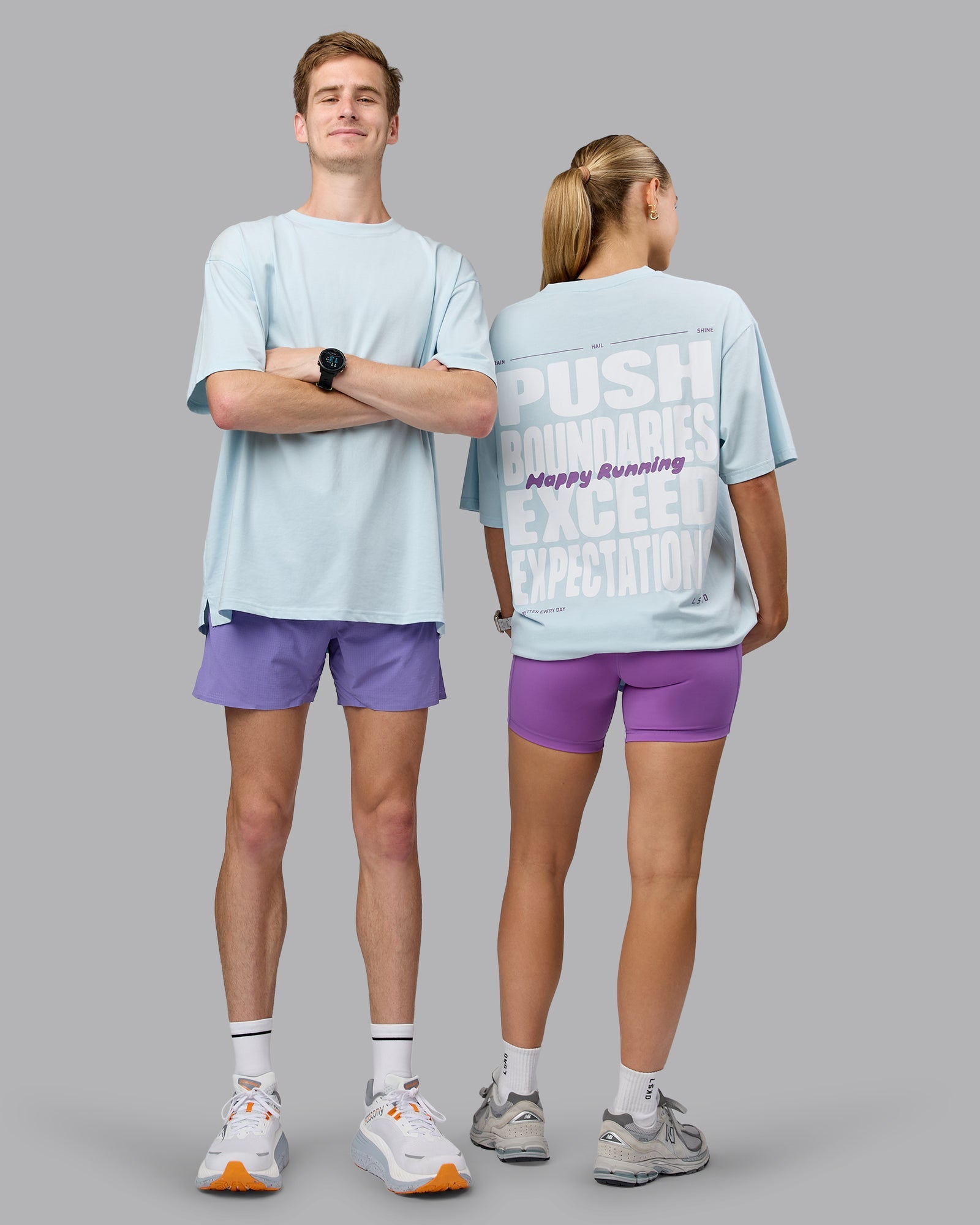 Push Boundaries FLXCotton Oversized Tee - Light Cyan-White