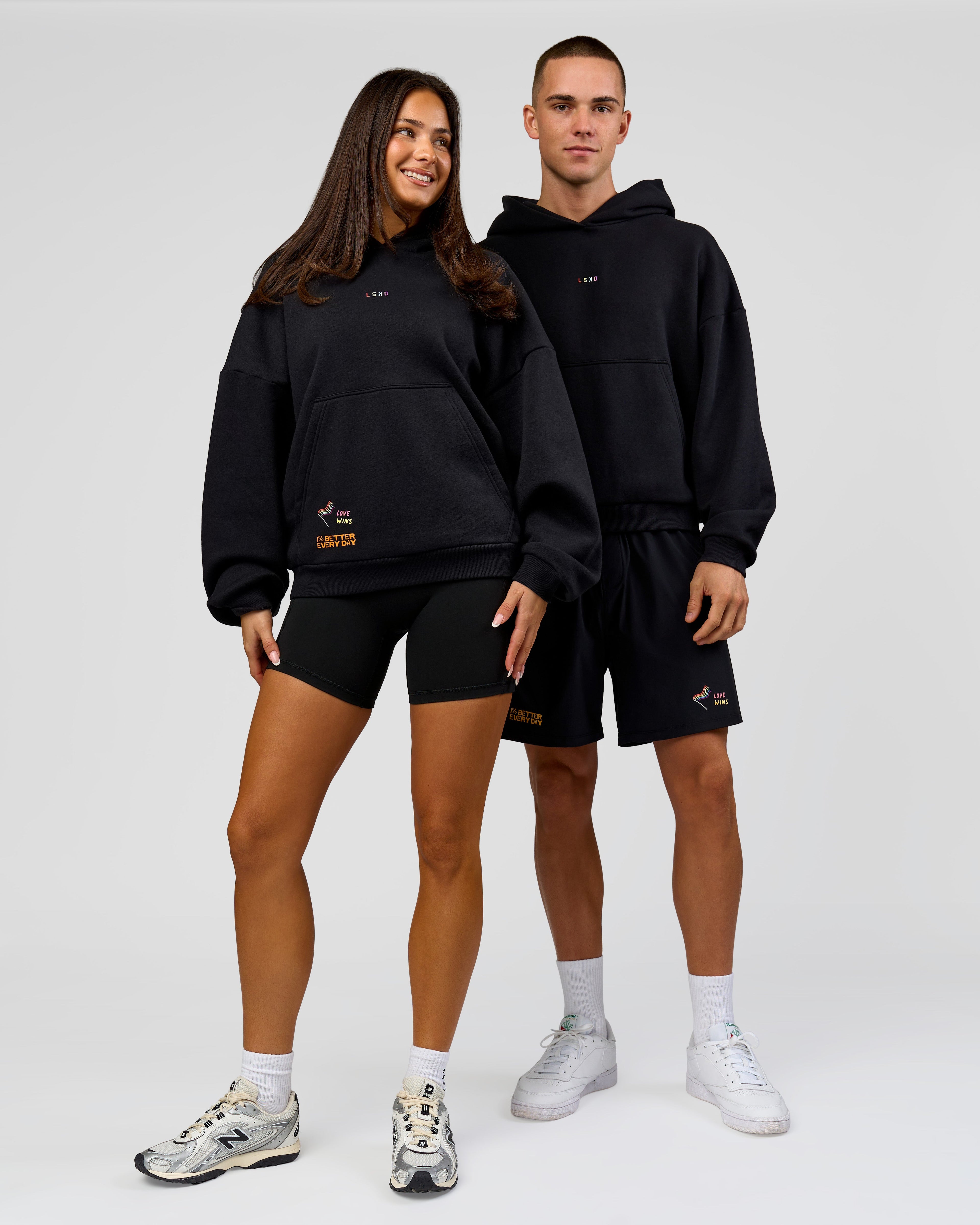 Pride Sticker Boxy Hoodie - Black