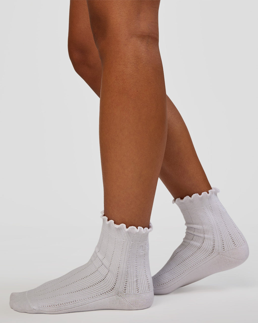 Frill Quarter Sock - White