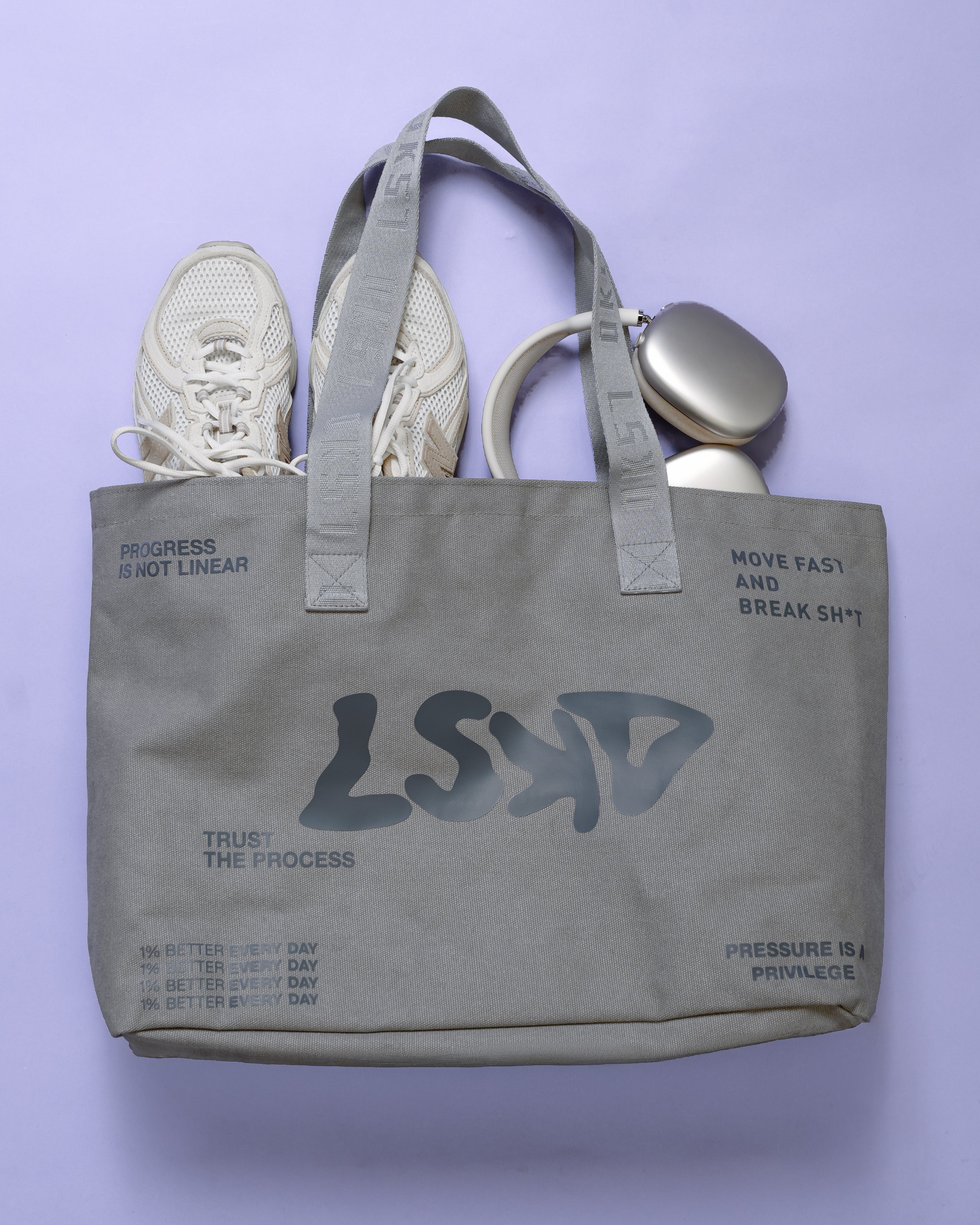 Hold It All Canvas Tote - Circular Grey-Values
