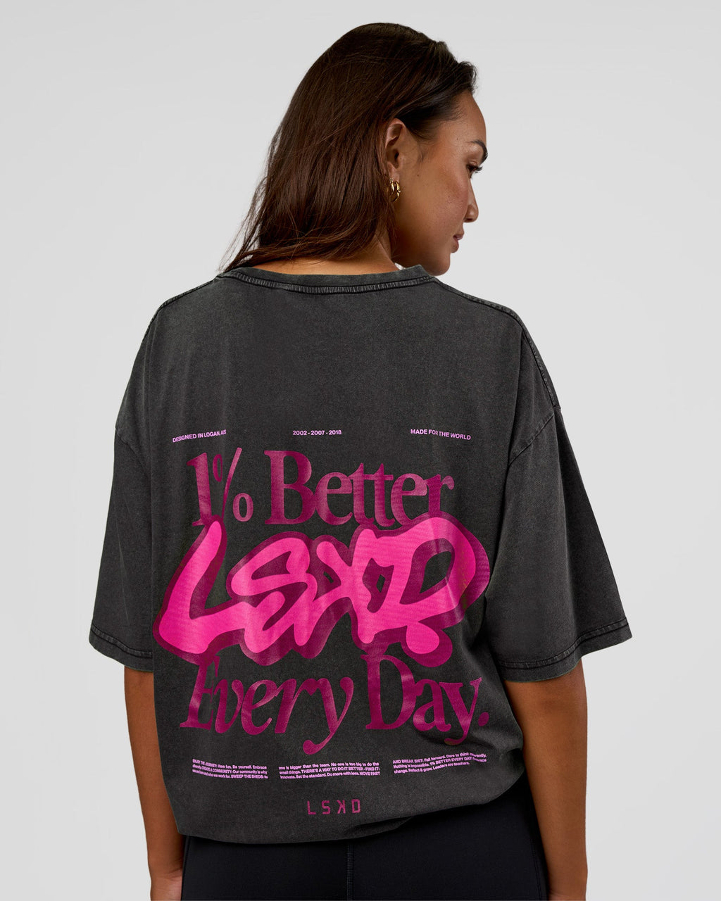 Break Through FLXCotton Oversized Tee - Black-Plum Caspia