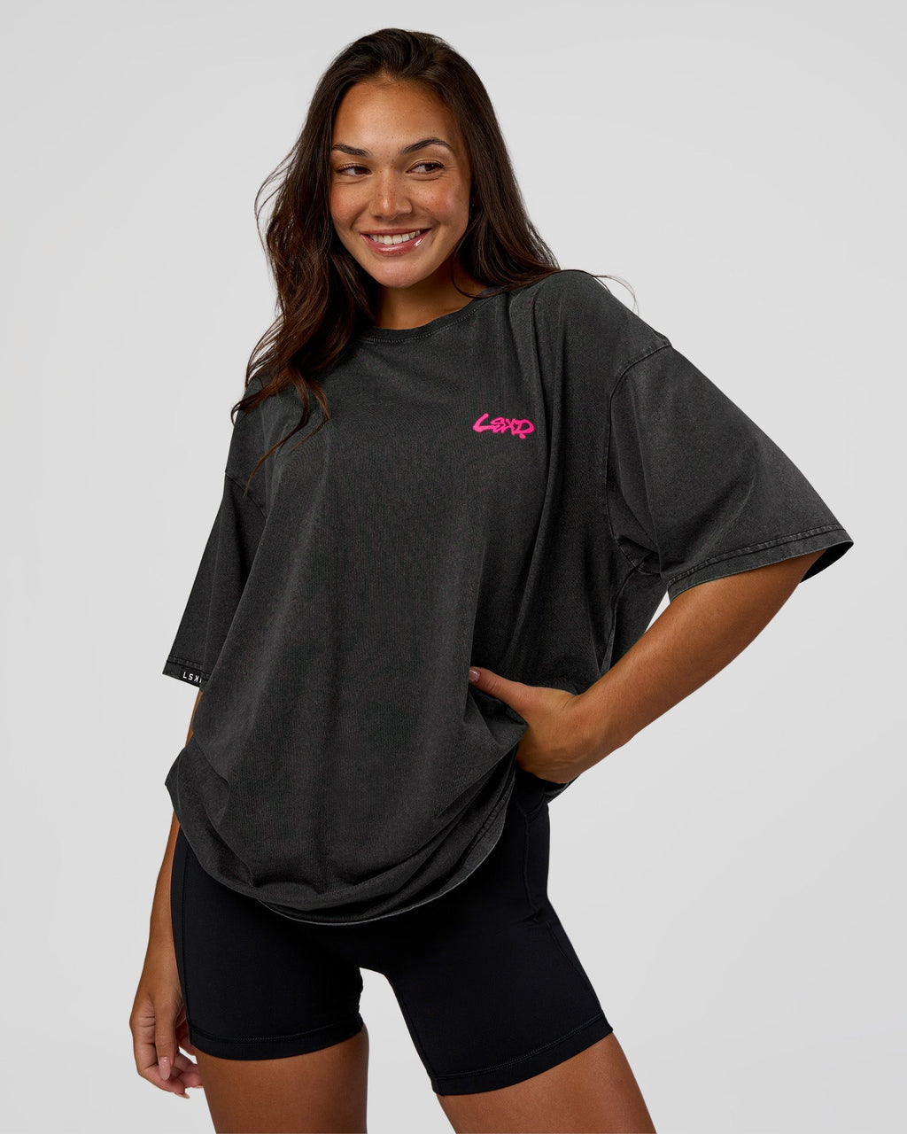 Break Through FLXCotton Oversized Tee - Black-Plum Caspia