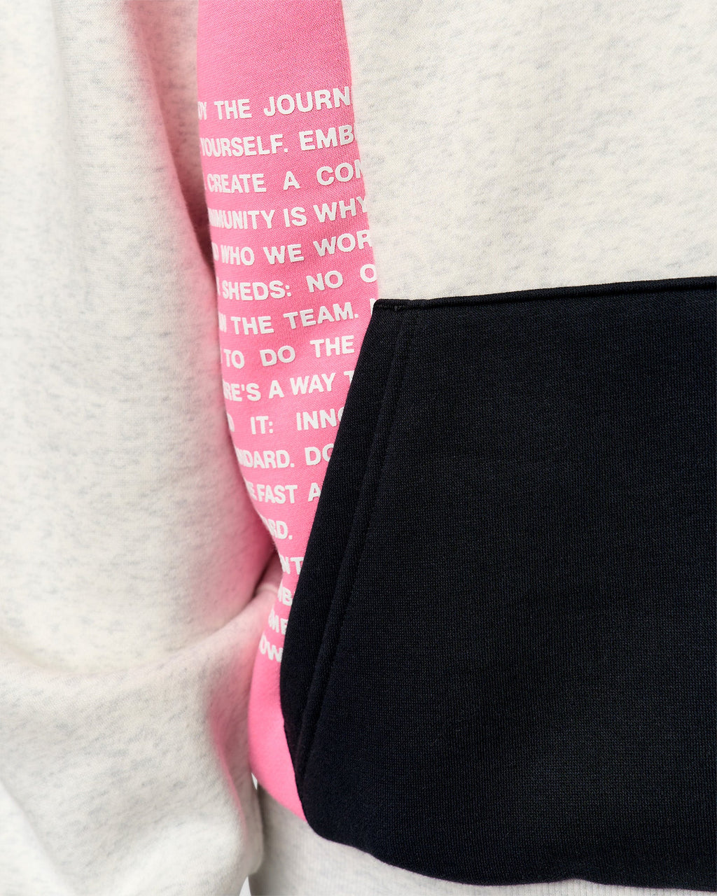 Deconstructed Fleece Hoodie - Caviar-Candy Pink-Grey Marl