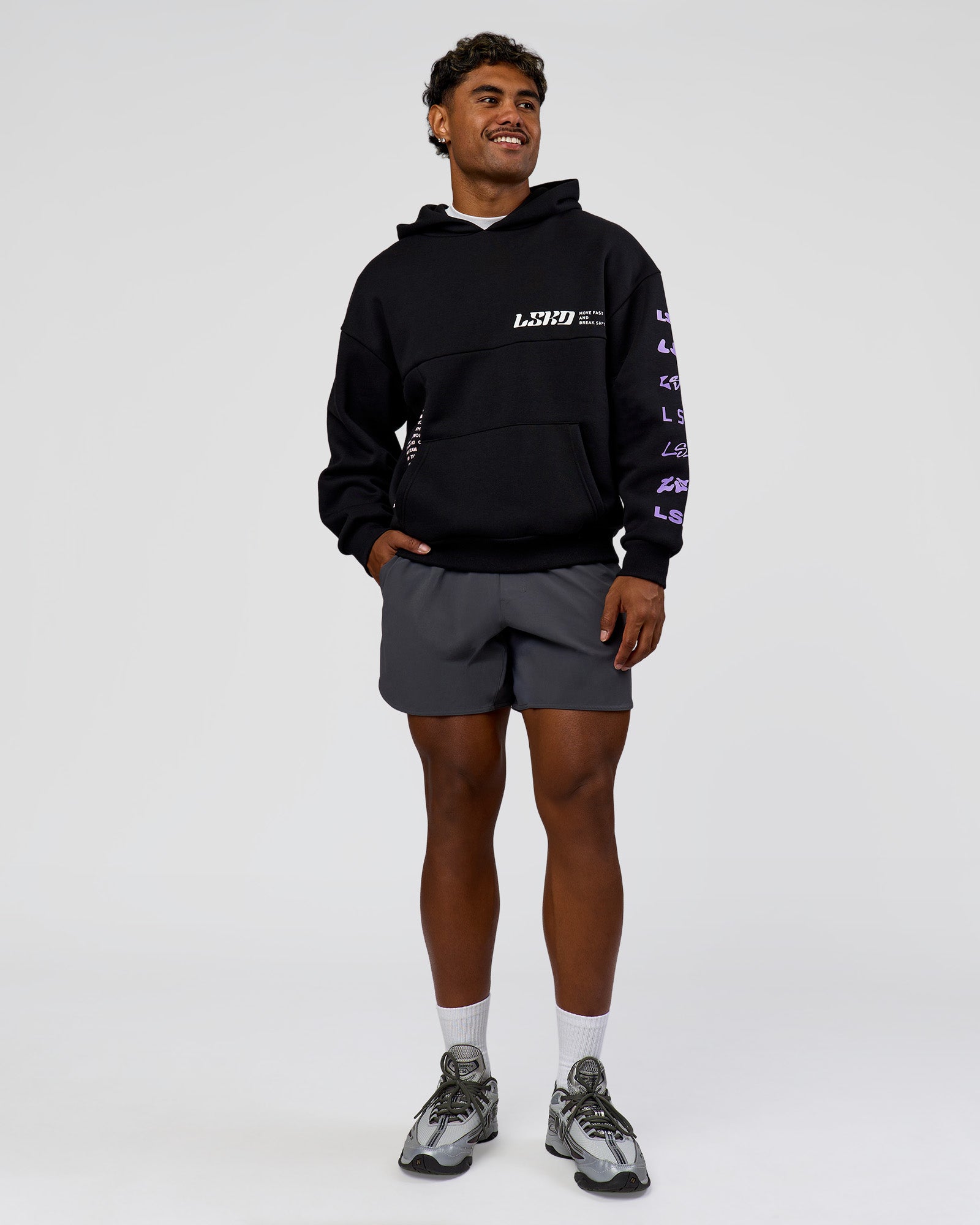 Deconstructed Fleece Hoodie - Caviar-Marshmallow-Pale Lilac