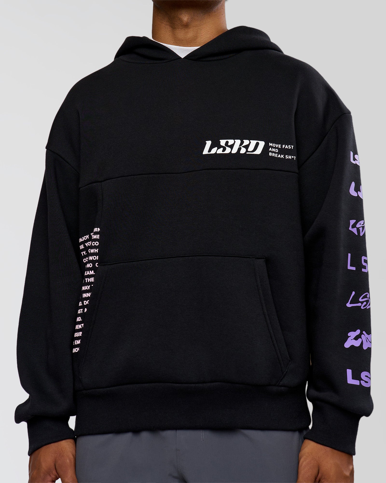 Deconstructed Fleece Hoodie - Caviar-Marshmallow-Pale Lilac
