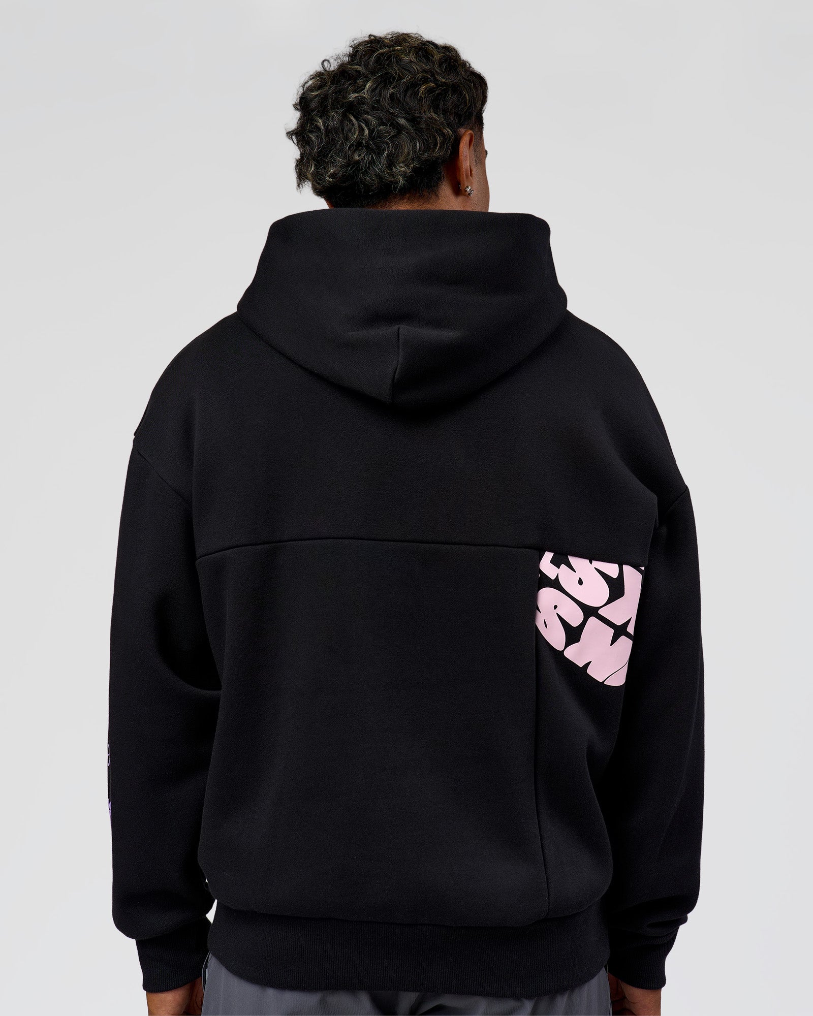 Deconstructed Fleece Hoodie - Caviar-Marshmallow-Pale Lilac