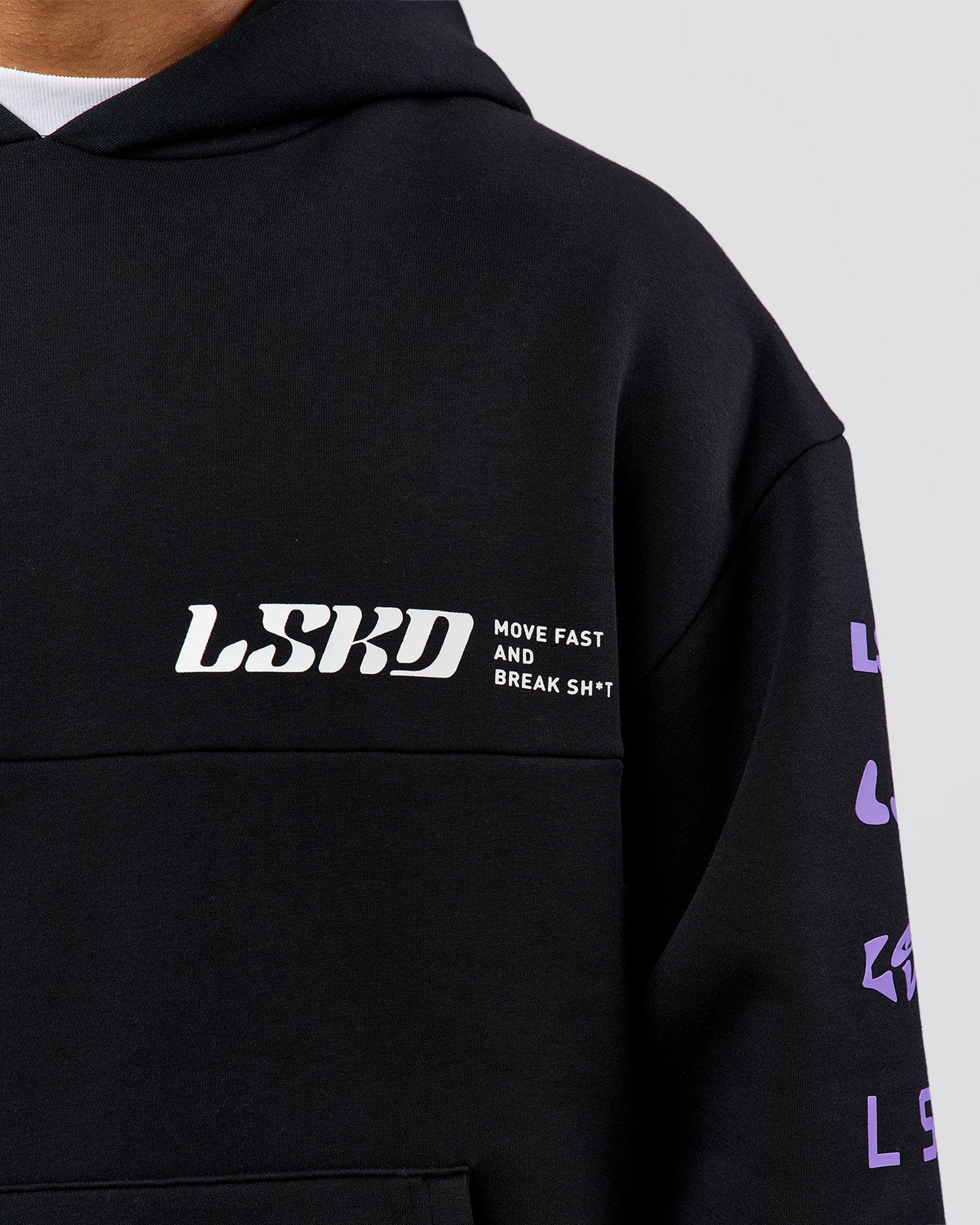Deconstructed Fleece Hoodie - Caviar-Marshmallow-Pale Lilac