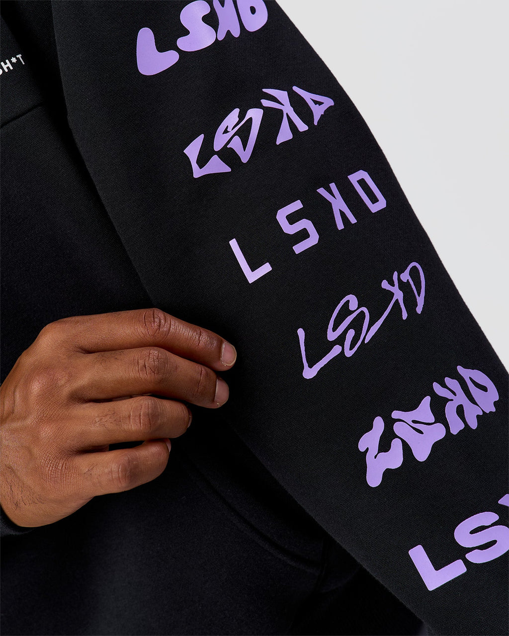 Deconstructed Fleece Hoodie - Caviar-Marshmallow-Pale Lilac