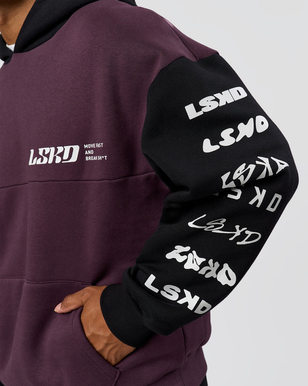 Deconstructed Fleece Hoodie - Caviar-Midnight Plum