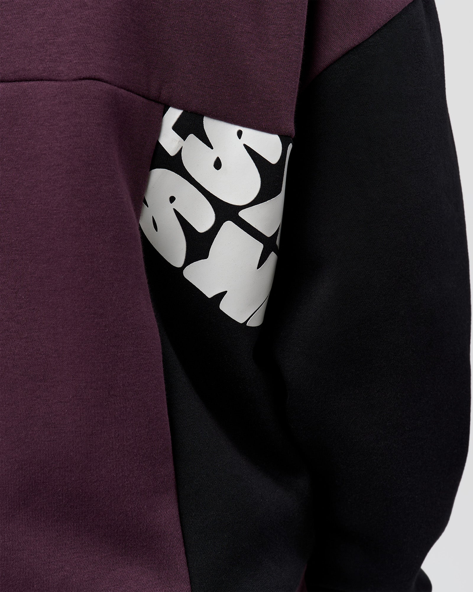 Deconstructed Fleece Hoodie - Caviar-Midnight Plum