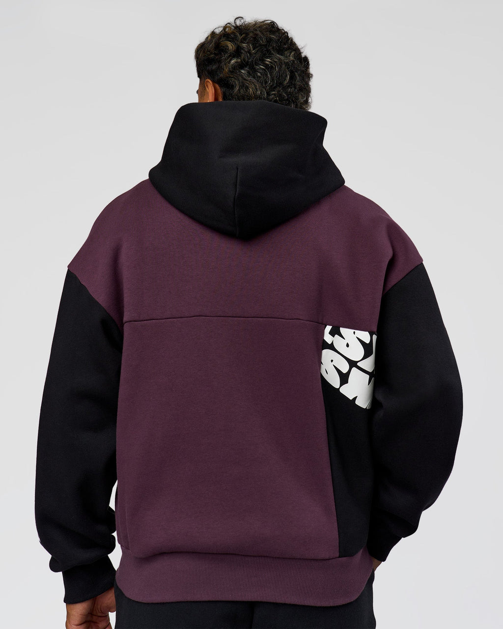 Deconstructed Fleece Hoodie - Caviar-Midnight Plum