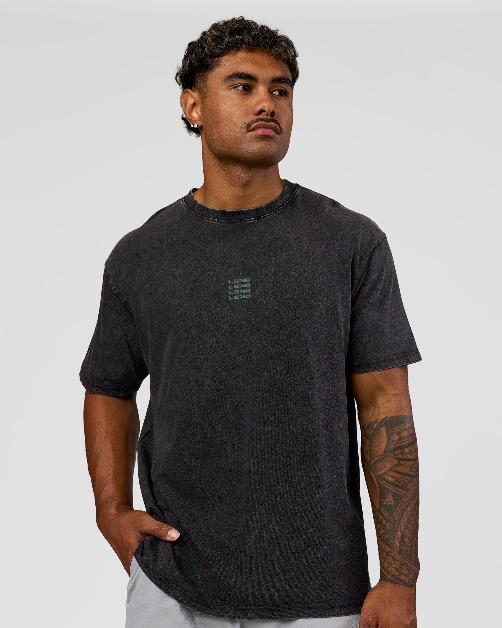 Everyday Elevation FLXCotton Oversized Tee - Black Washed-Carbon Green