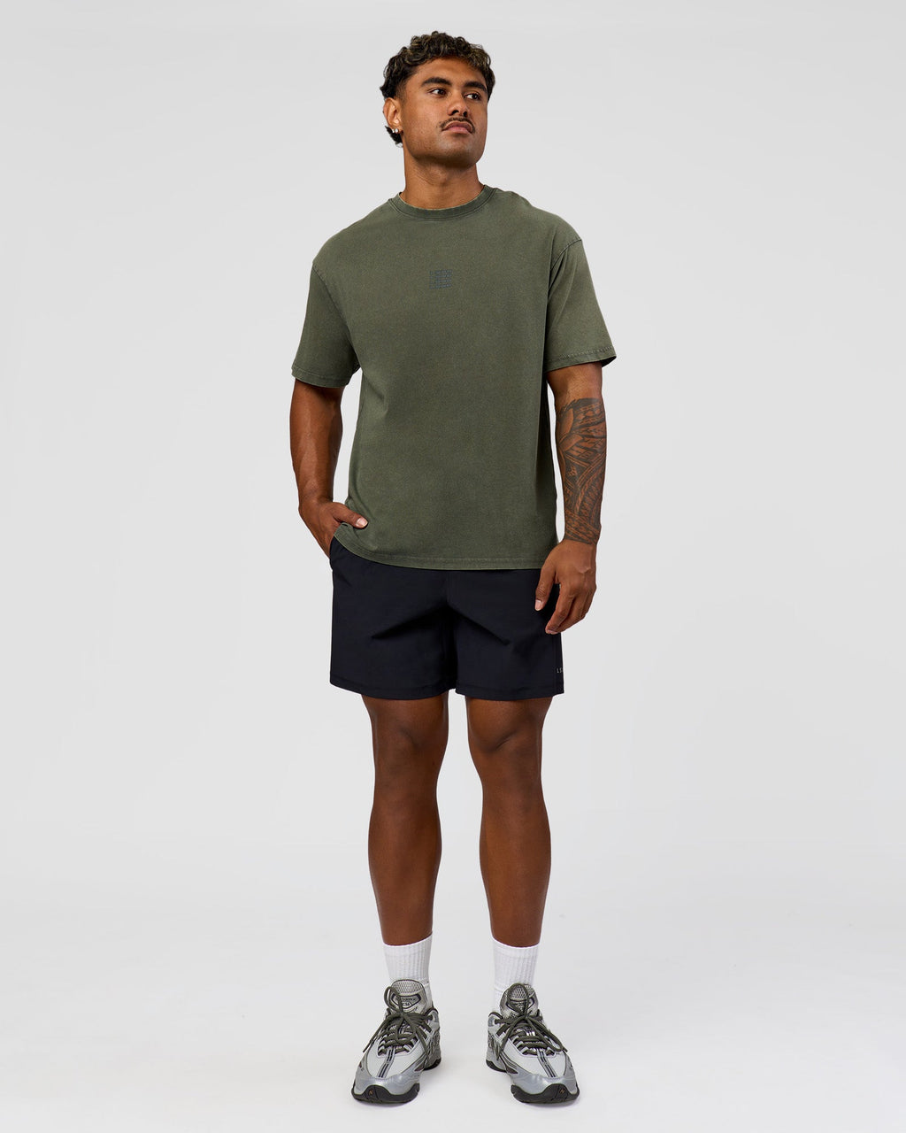 Everyday Elevation FLXCotton Oversized Tee - Carbon Green Washed -White