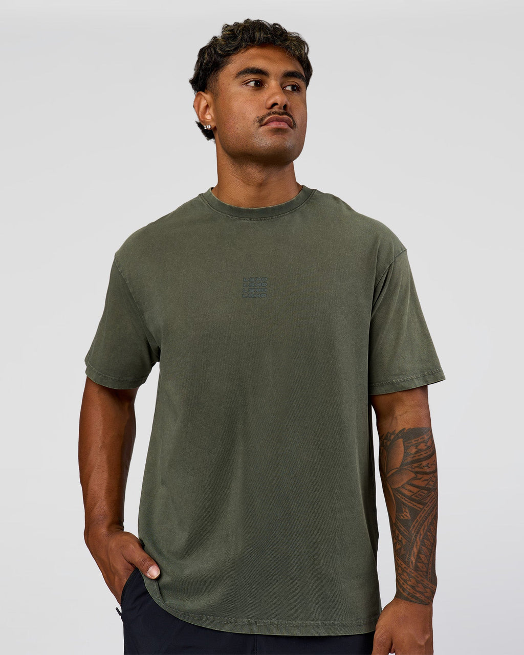 Everyday Elevation FLXCotton Oversized Tee - Carbon Green Washed -White