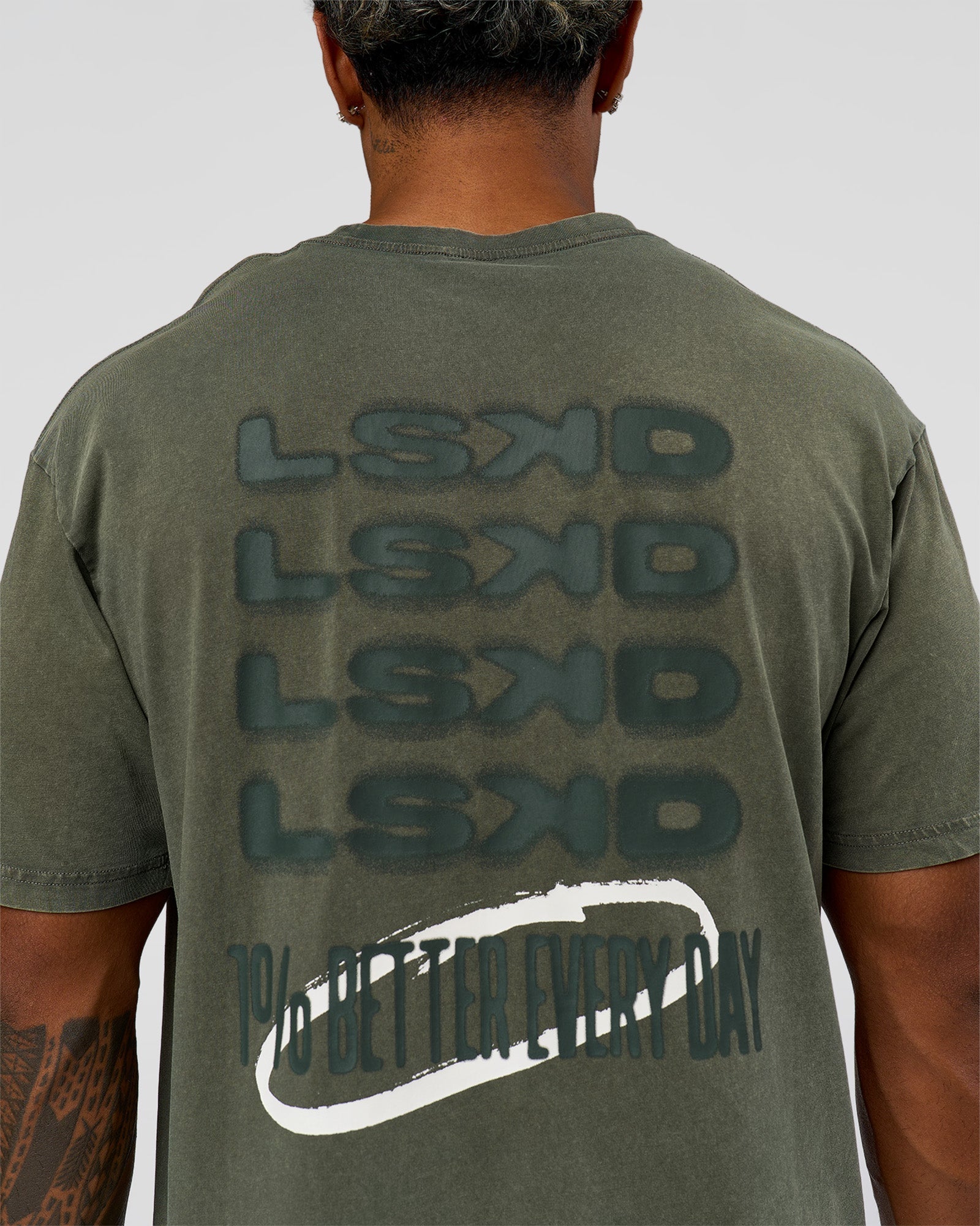 Everyday Elevation FLXCotton Oversized Tee - Carbon Green Washed -White