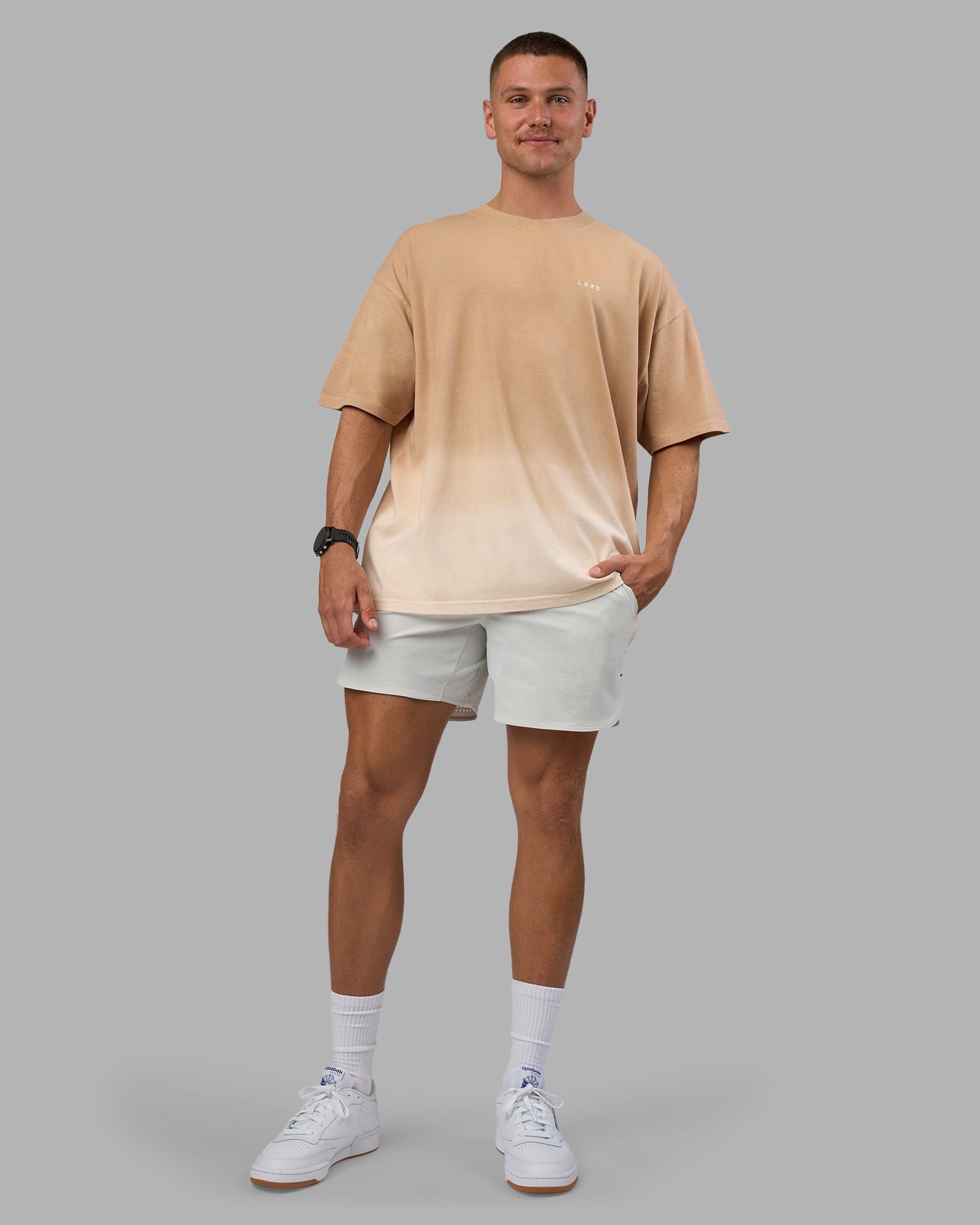 Faded Heavyweight Oversized Tee - Warm Smoke-White