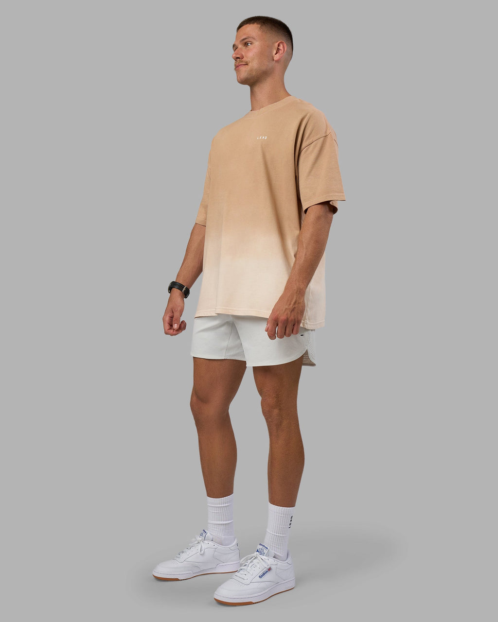 Faded Heavyweight Oversized Tee - Warm Smoke-White