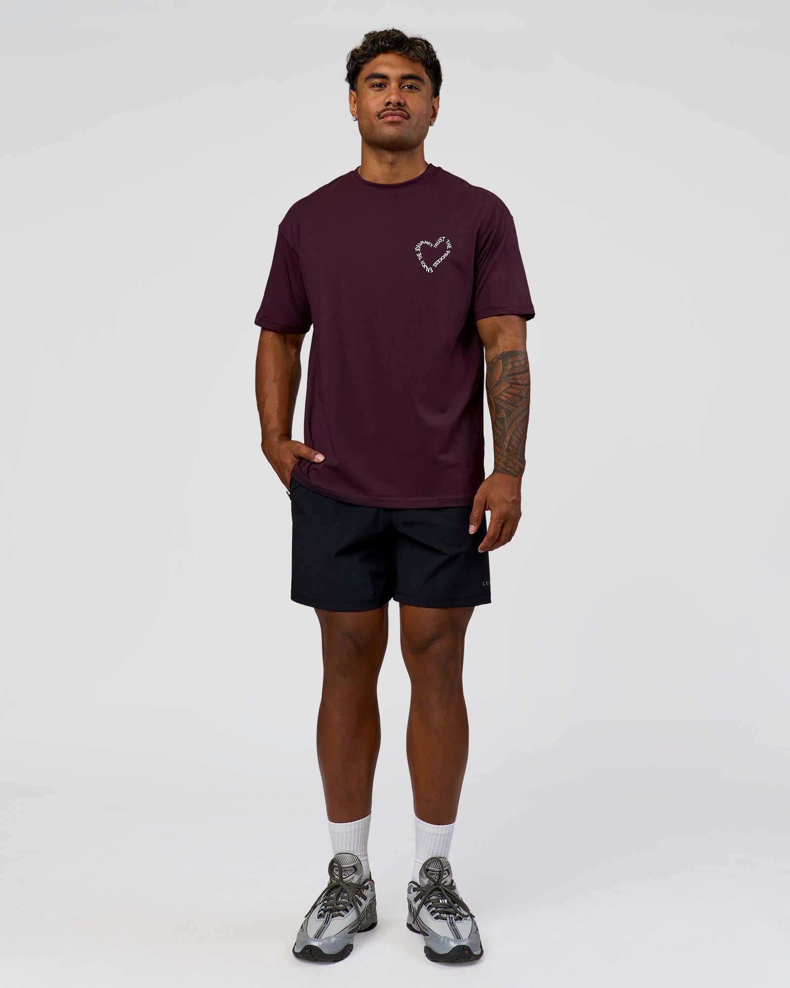 Love The Process FLXCotton Oversize Tee - Midnight Plum-White