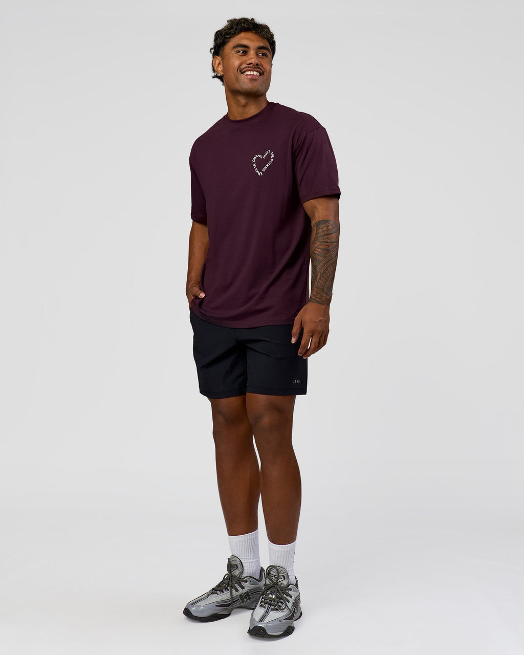 Love The Process FLXCotton Oversize Tee - Midnight Plum-White