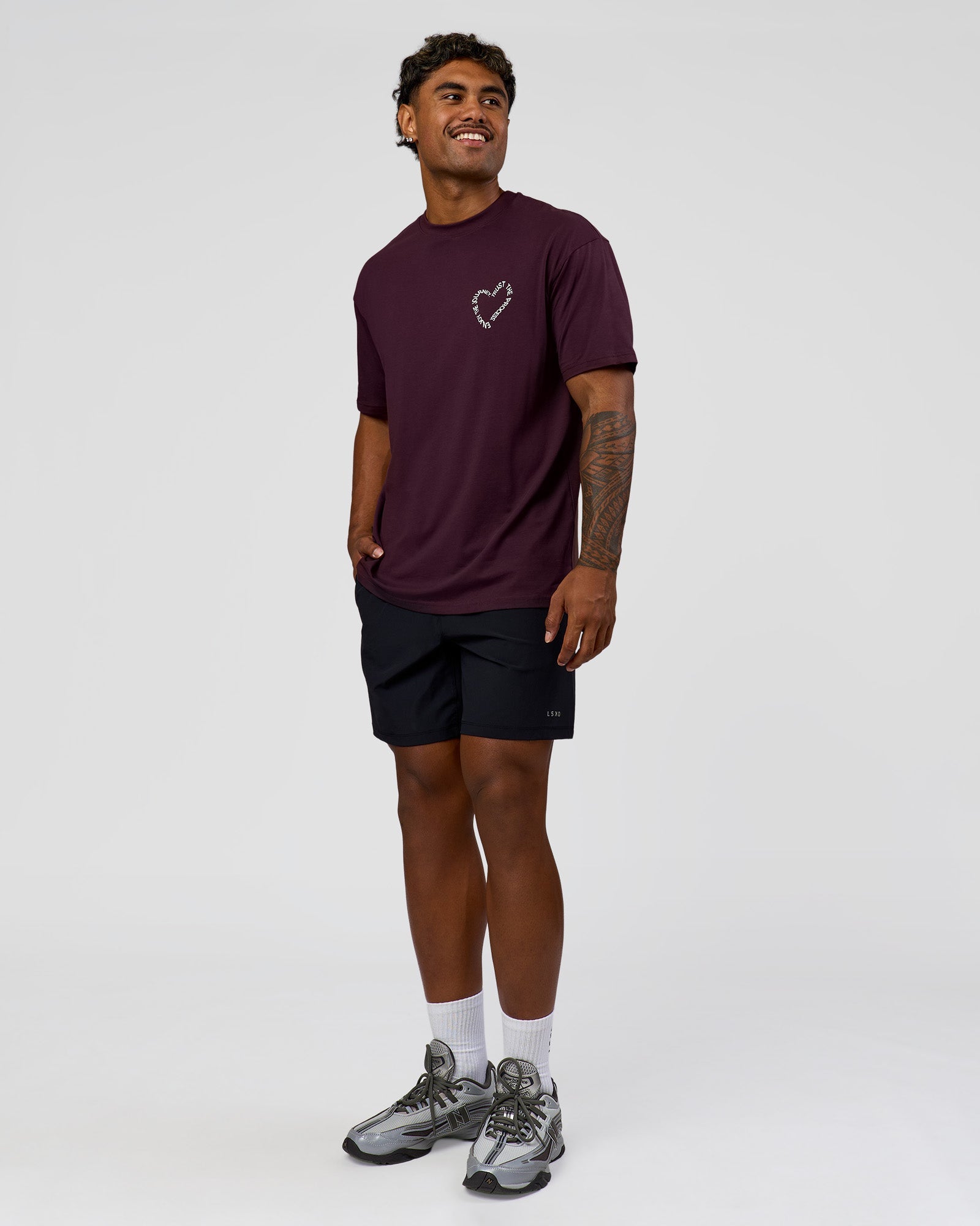 Love The Process FLXCotton Oversize Tee - Midnight Plum-White