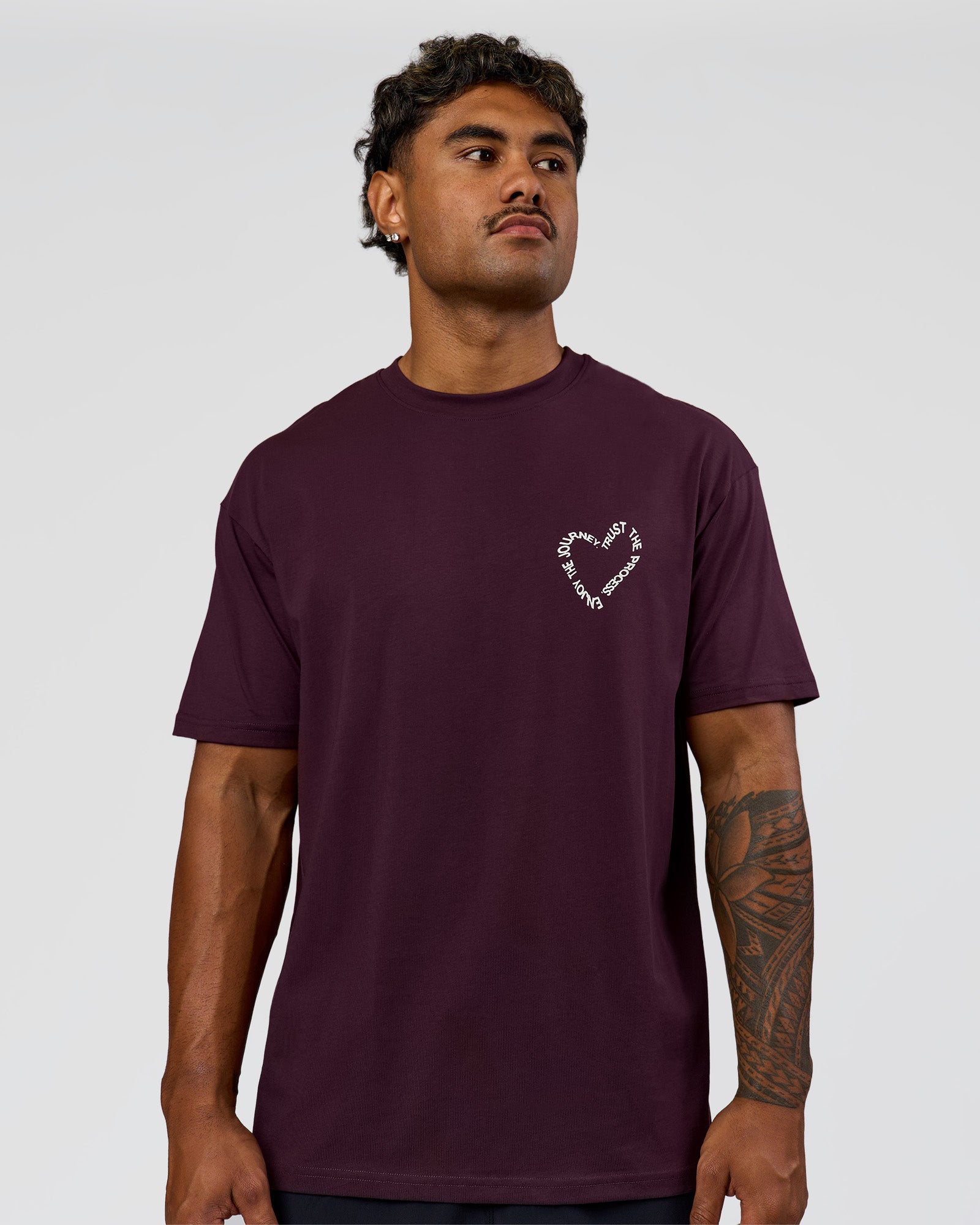 Love The Process FLXCotton Oversize Tee - Midnight Plum-White