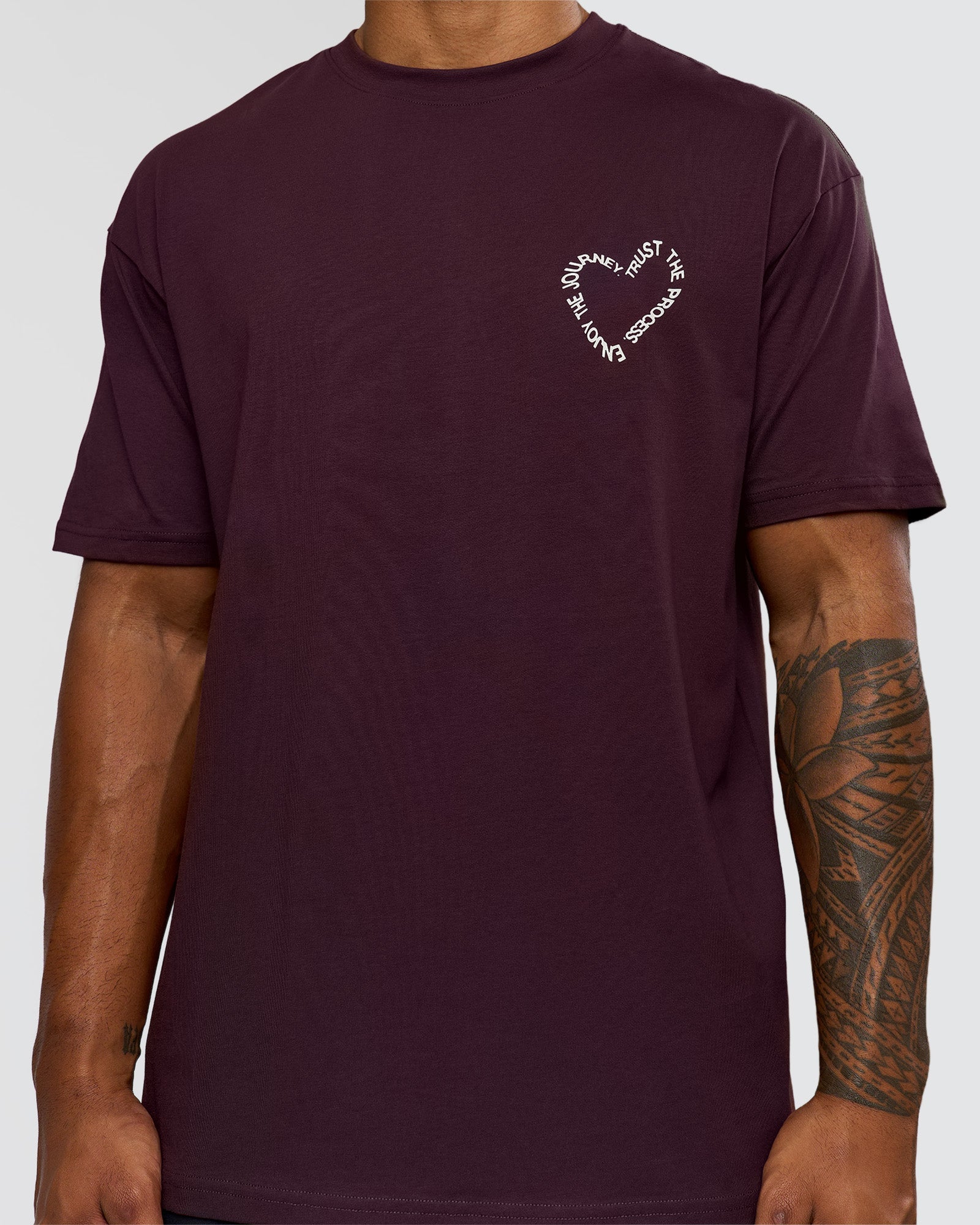 Love The Process FLXCotton Oversize Tee - Midnight Plum-White