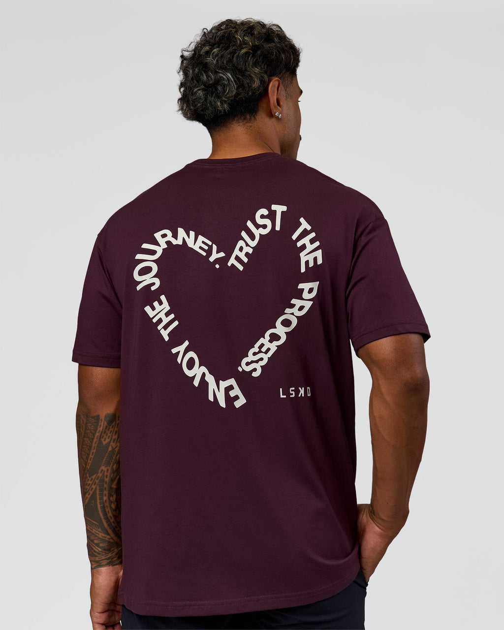 Love The Process FLXCotton Oversize Tee - Midnight Plum-White