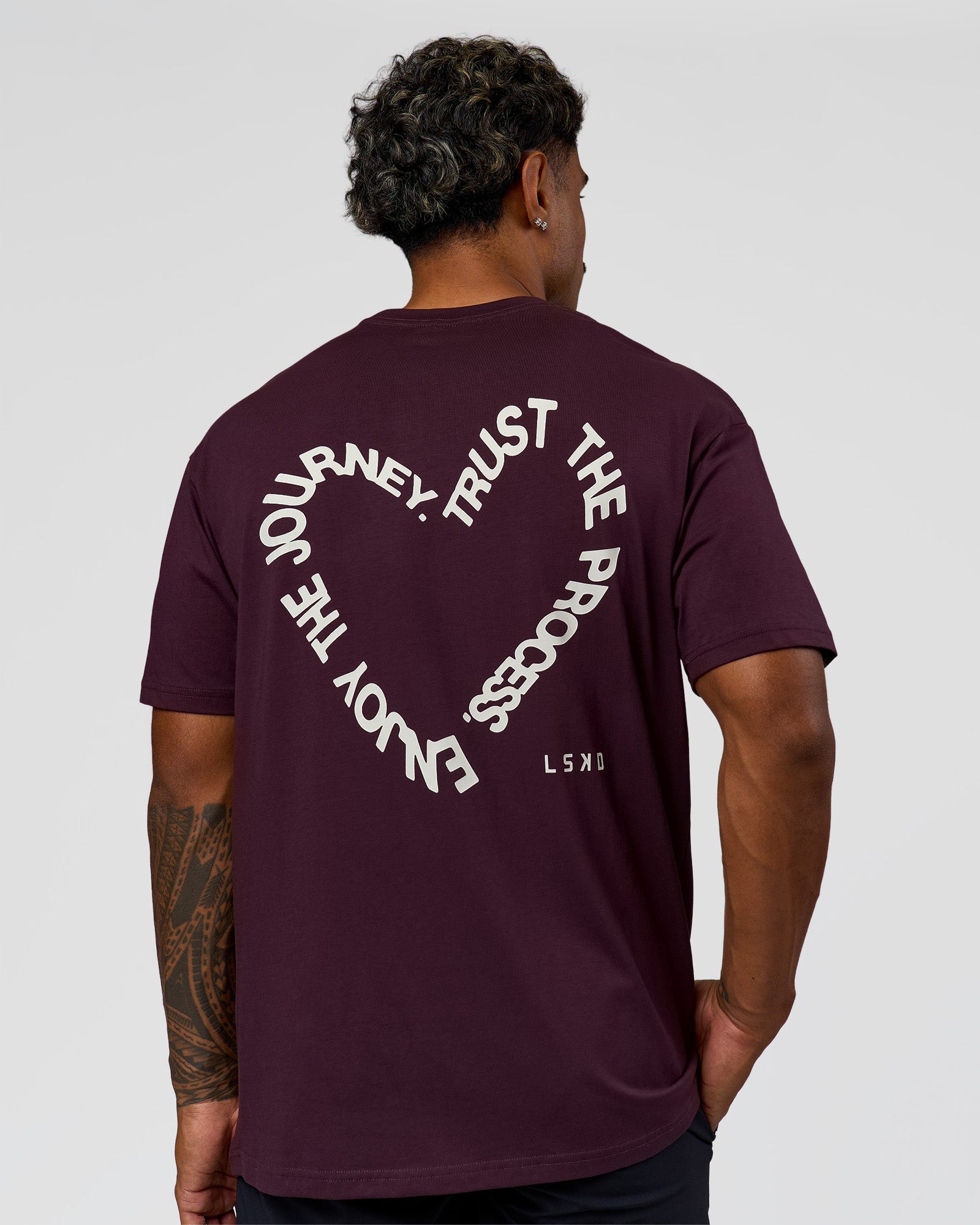 Love The Process FLXCotton Oversize Tee - Midnight Plum-White