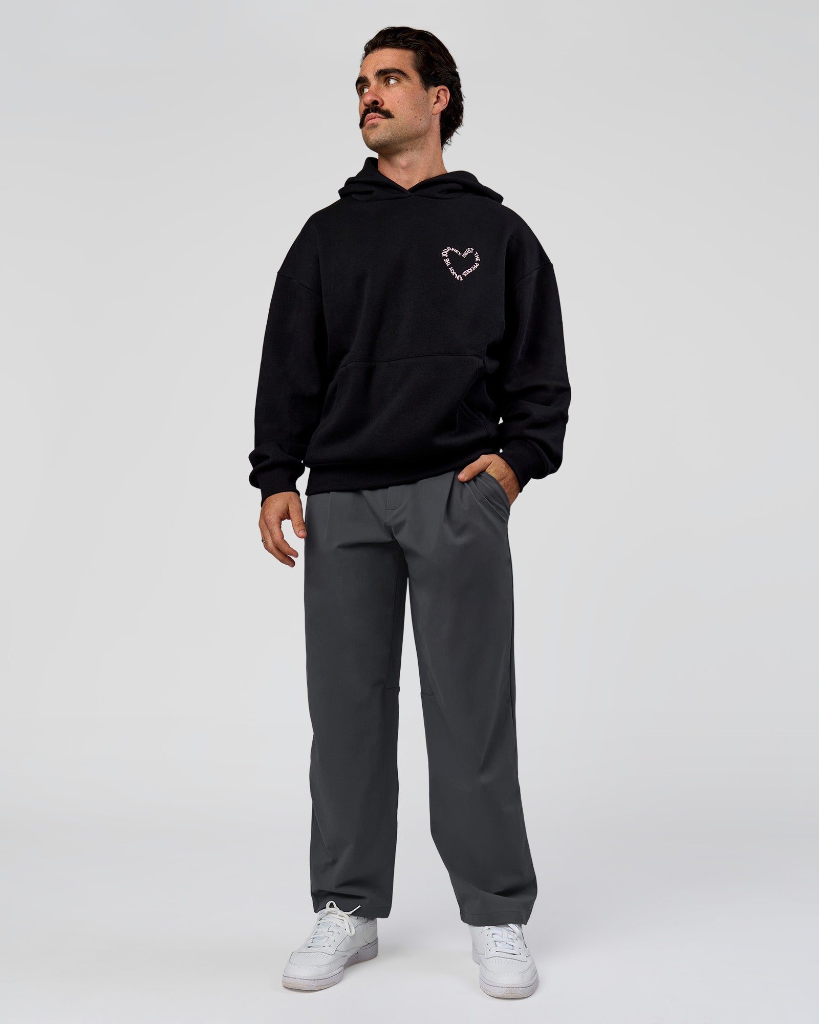 Unisex Love The Process Oversize Hoodie - Black-Marshmallow