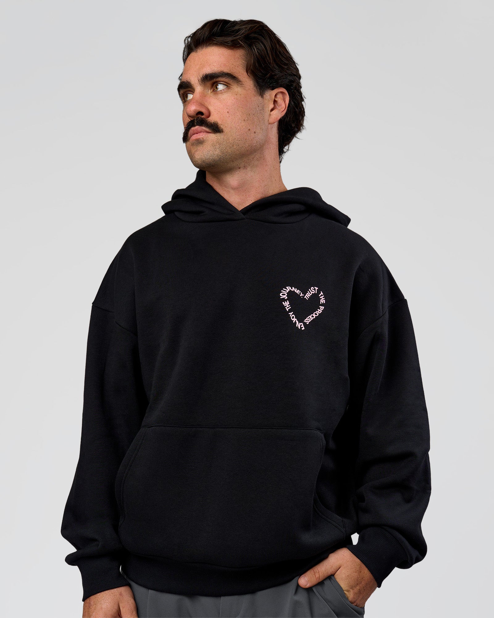 Unisex Love The Process Oversize Hoodie - Black-Marshmallow