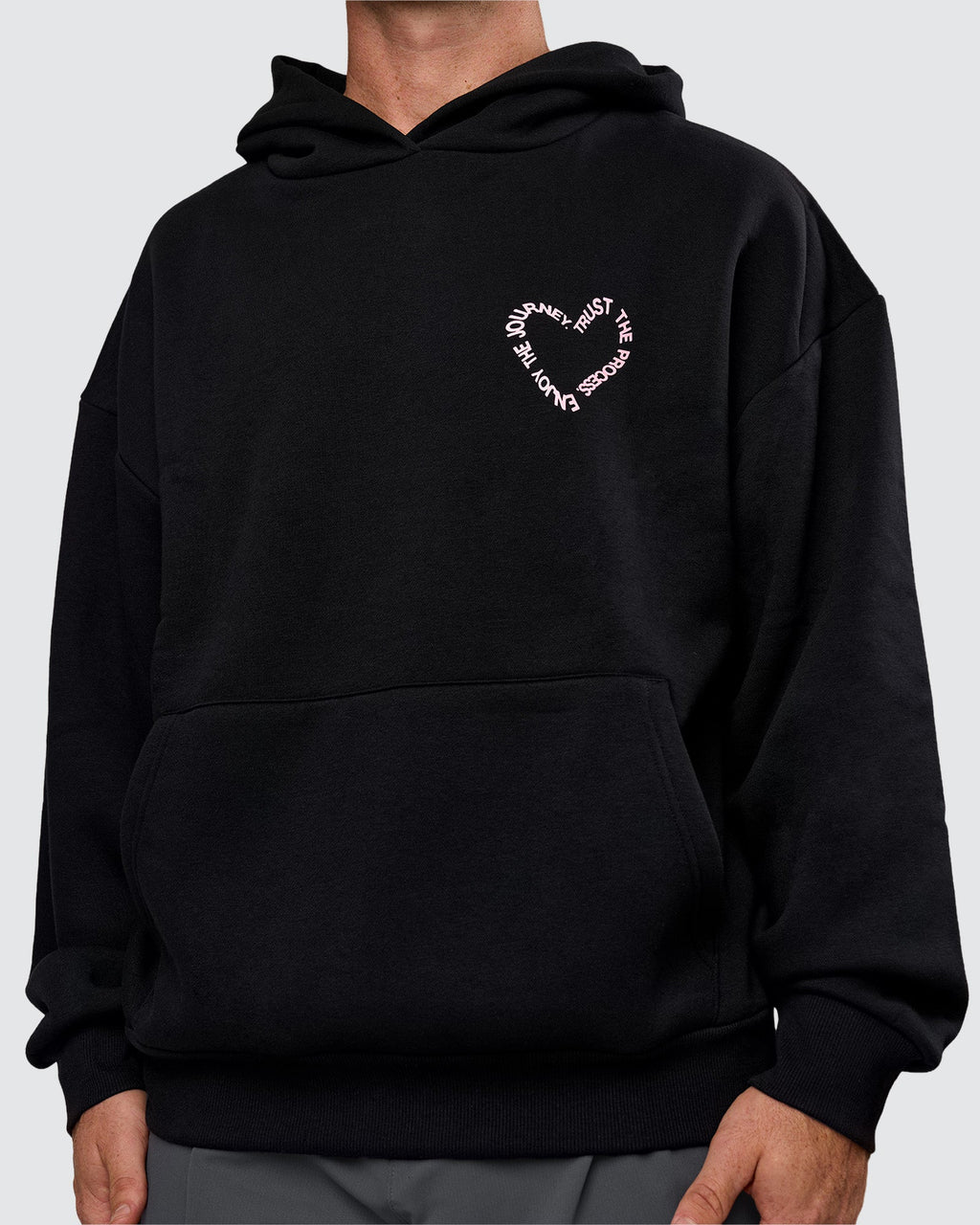 Unisex Love The Process Oversize Hoodie - Black-Marshmallow