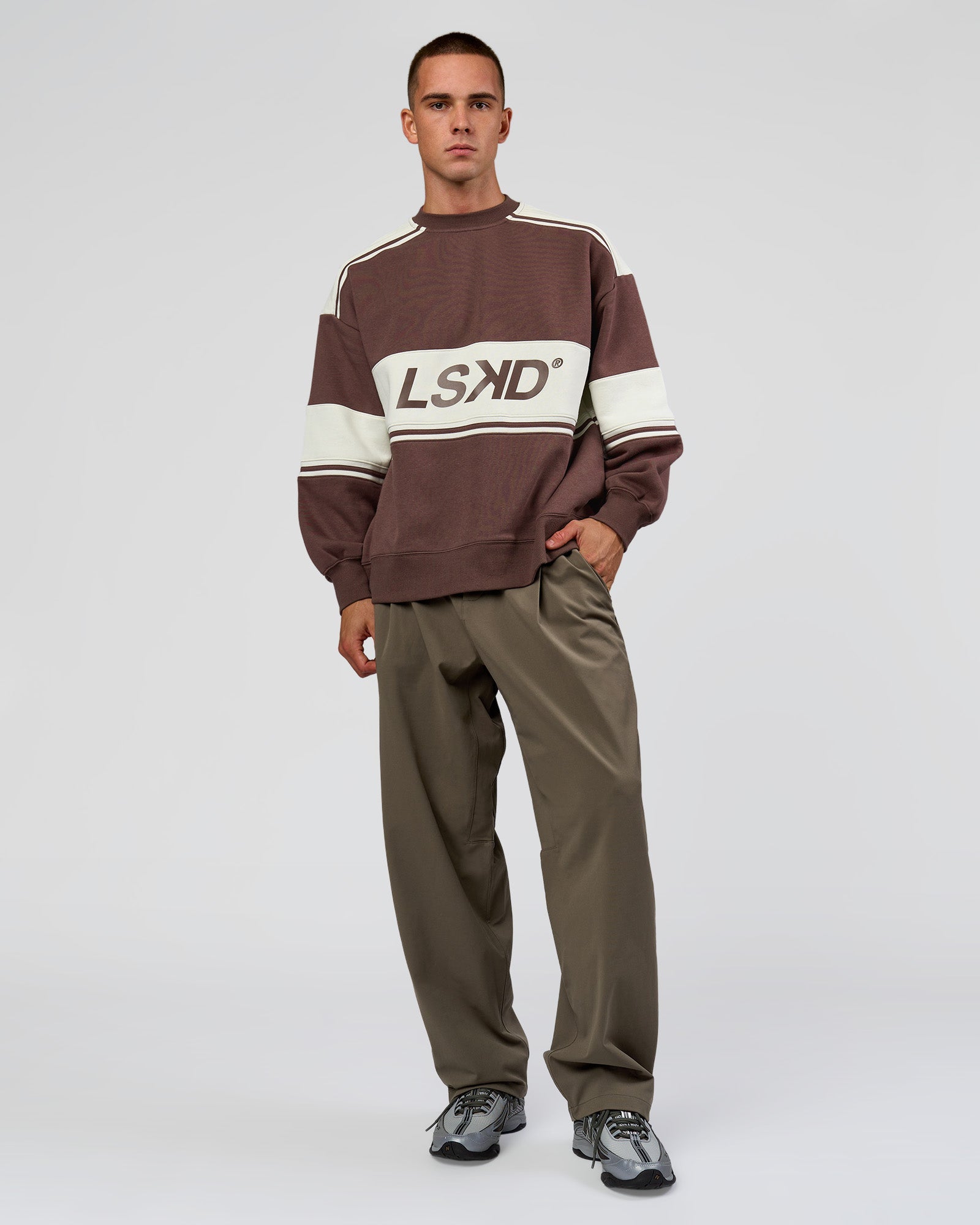 A-Team Sweater Oversize - Cocoa Powder-Off White