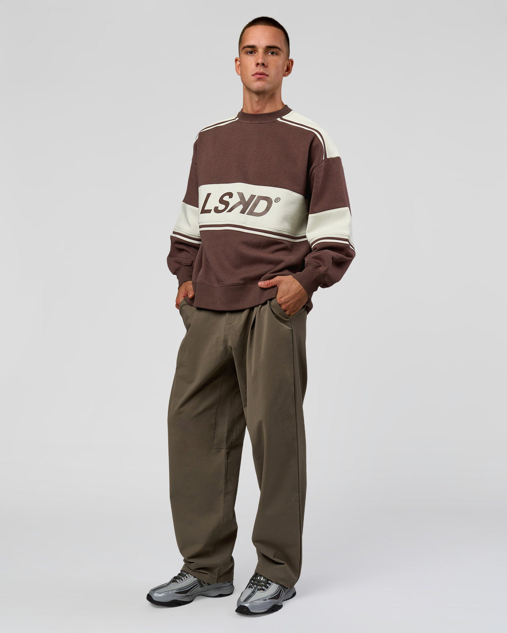 A-Team Sweater Oversize - Cocoa Powder-Off White
