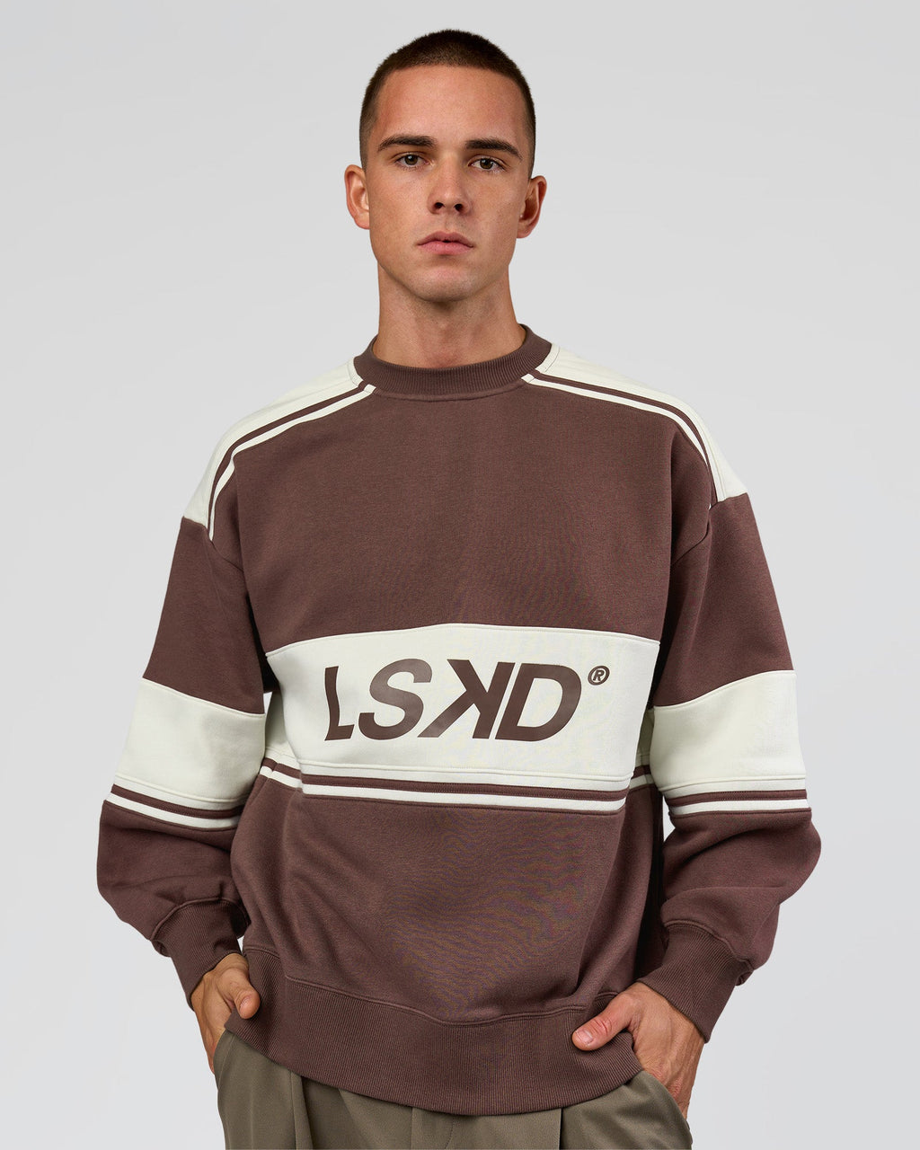 A-Team Sweater Oversize - Cocoa Powder-Off White