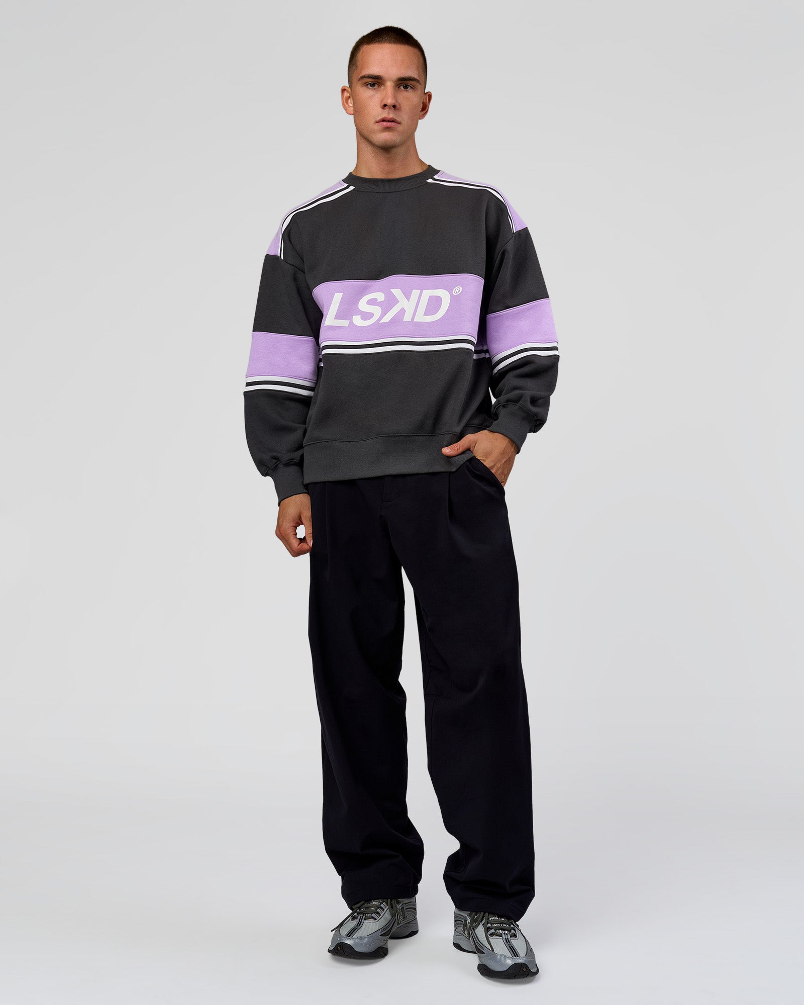 A-Team Sweater Oversize - Dark Storm-Pale Lilac