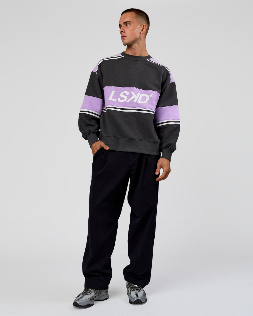 A-Team Sweater Oversize - Dark Storm-Pale Lilac