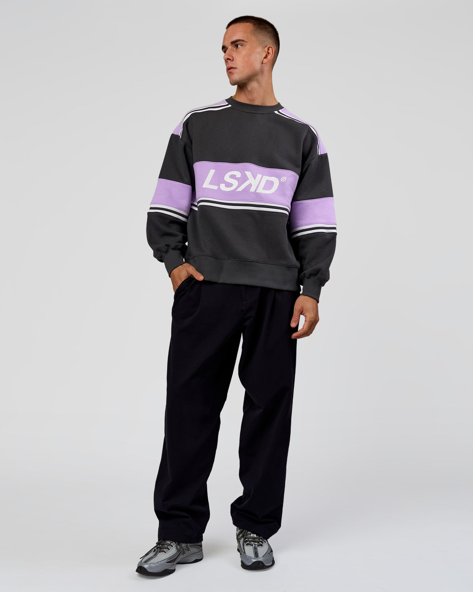 A-Team Sweater Oversize - Dark Storm-Pale Lilac