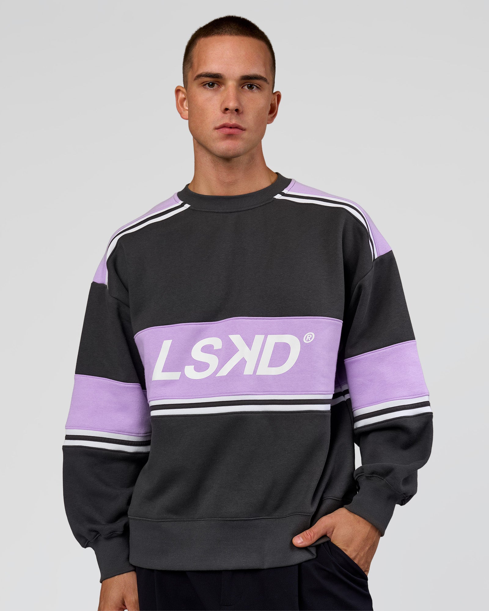 A-Team Sweater Oversize - Dark Storm-Pale Lilac