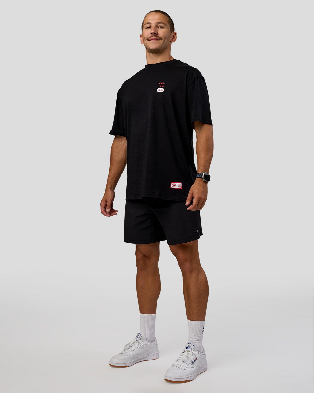 Archive FLXCotton Oversized Tee - Black-Scarlet