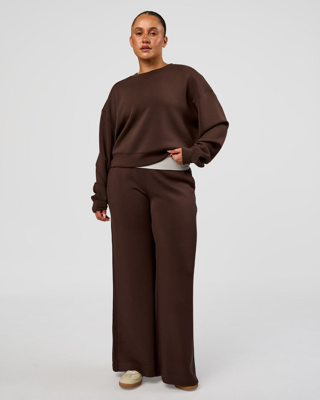 CF Elevate SoftTouch Pintuck Sweater  - Hot Chocolate