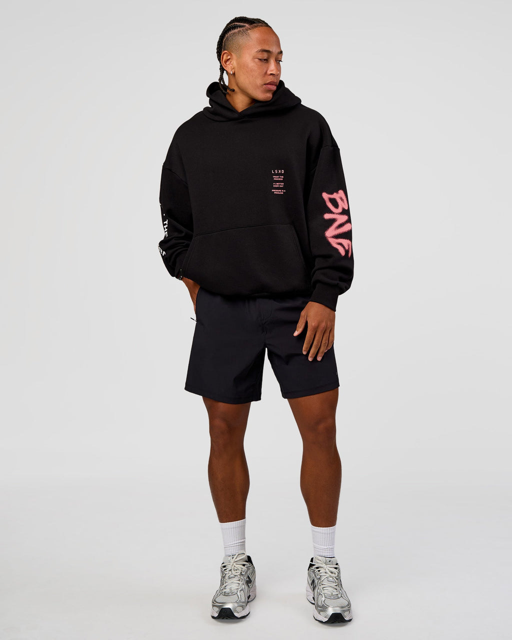CFT BNE 26 Unisex Oversized Hoodie - Black-Candy Pink