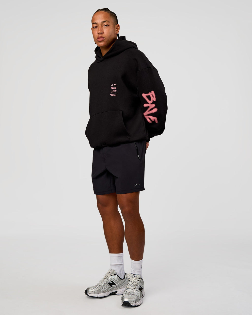 CFT BNE 26 Unisex Oversized Hoodie - Black-Candy Pink