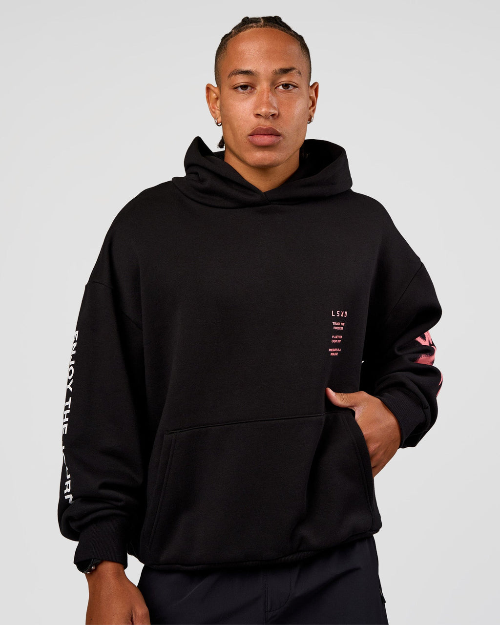 CFT BNE 26 Unisex Oversized Hoodie - Black-Candy Pink