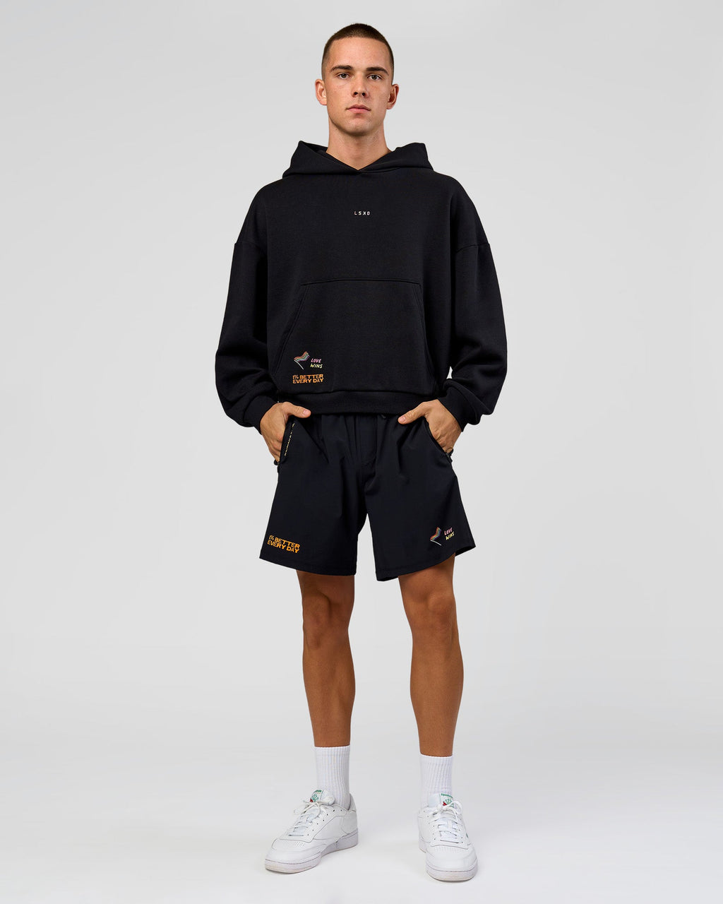 Pride Sticker Boxy Hoodie - Black